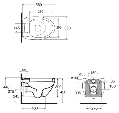 Унитаз Azzurra Clas+ CLP 100/Sosk bianco matt