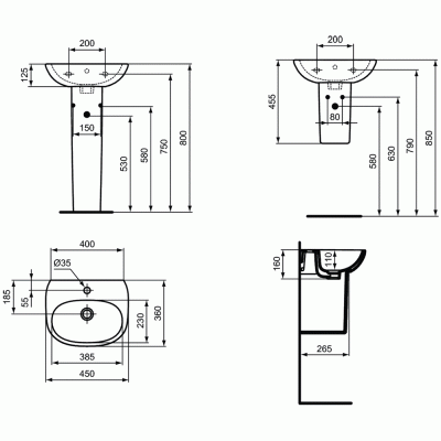 Раковина Ideal Standard Tesi 45 T352401 Белая