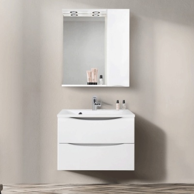 Зеркало со шкафом BelBagno MARINO-SPC-800/750-1A-BL-P-R 80 с подсветкой Bianco Lucido