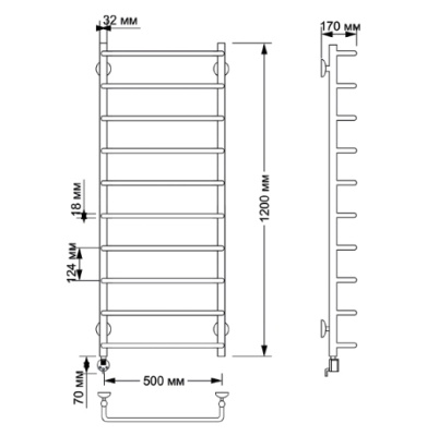 Электрический полотенцесушитель Secado Мерида 1 50х120 Бронза
