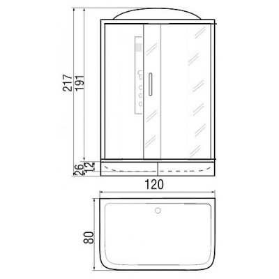 Душевая кабина River Vitim 120x80x26 МТ 10000003219+10000000259 с поддоном