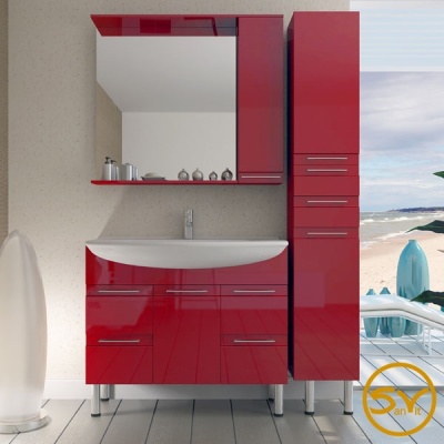 Тумба с раковиной SanVit Эдем Lux 90 в цвете Ral Красный глянец