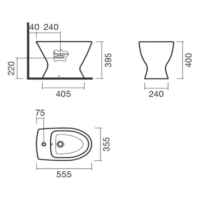 Биде Sanitana Kapa S10077634900000 Белое