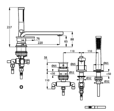 Смеситель на борт ванны Kludi E2 494470575 Хром