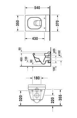 Унитаз Duravit 2 ND Floor 22200900001-WG подвесной без сиденья