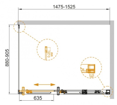 Душевой уголок Cezares Duet Soft-AH-1 150х90 профиль Хром стекло прозрачное