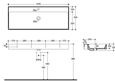 Раковина Kerasan Cento 3534 1200 мм
