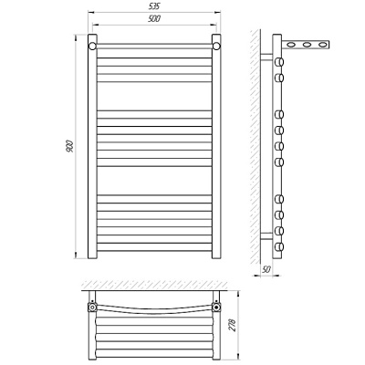 Электрический полотенцесушитель Laris Гранд П11 90х50 с полкой Хром