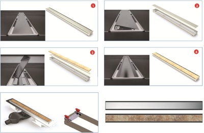 Душевой лоток Berges Wasserhaus B1 Keramik 800 092019 с решеткой Золото глянец