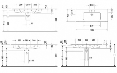 Раковина Duravit ME by Starck 123 2336120000 Белая