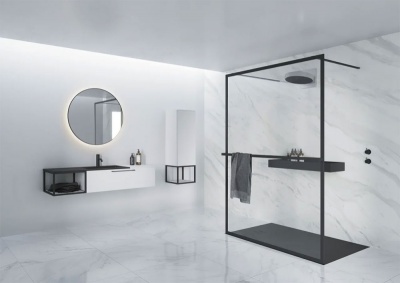 Душевая перегородка Riho Lucid GD401 100 GD310B000 профиль Черный стекло прозрачное