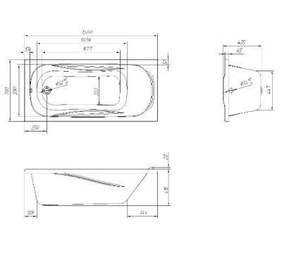 Акриловая ванна Alvaro Banos Alicante 150х70 без гидромассажа