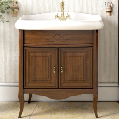 Комплект мебели для ванной Opadiris Лоренцо 80 Светлый орех со светильником Изабель Бронза