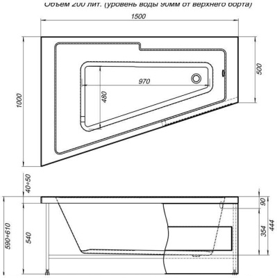 Акриловая ванна Aquanet Accord 150x100 L 210270 без гидромассажа