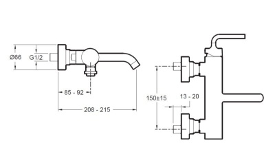 Смеситель для ванны Jacob Delafon Purist E14589-4A-CP Хром