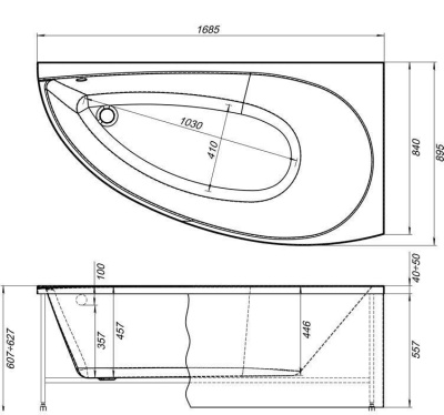 Акриловая ванна Aquanet Augusta 170x90 R 203905 без гидромассажа