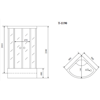 Душевая кабина Timo Standart T-1190 P 90x90 без гидромассажа профиль Хром стекло тонированное