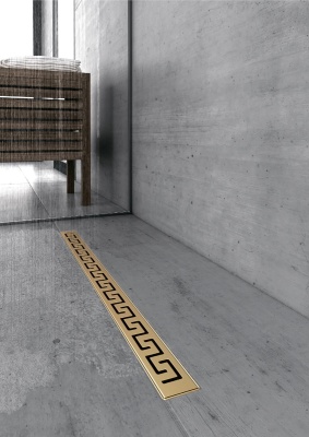 Душевой лоток Berges Wasserhaus B1 Antik 800 092026 с решеткой Золото глянец