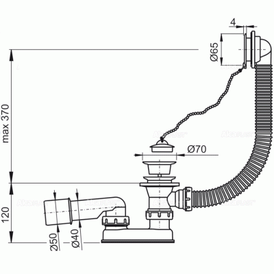 Слив-перелив Alcaplast A502-80 Белый