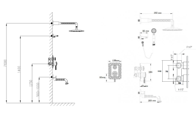 Душевая система Bronze de Luxe Windsor 10137 DF Двойной цветок
