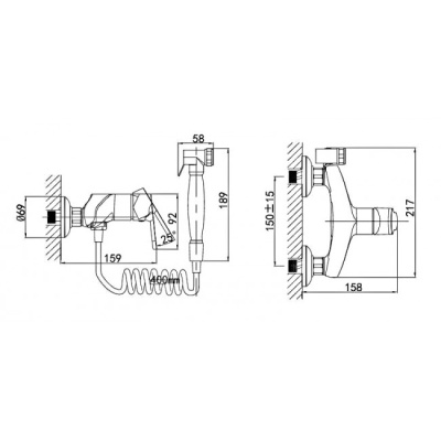 Гигиенический душ со смесителем D&K Marx Rhein DA1394541 Хром