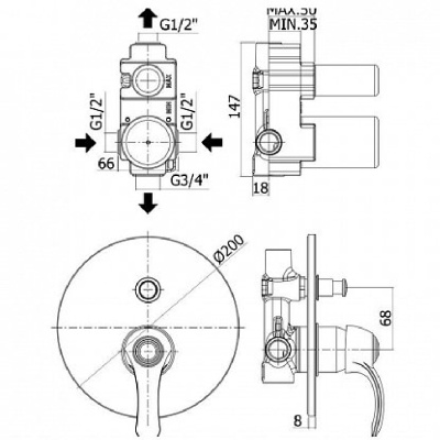 Смеситель для душа Paffoni Flavia FA015BR Бронза