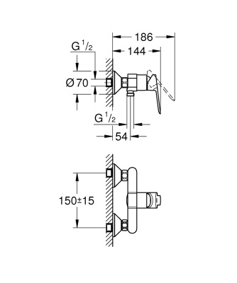 Смеситель для душа Grohe BauEdge 23636000 Хром