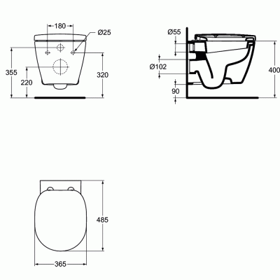 Унитаз Ideal Standard Connect Space E804601 подвесной без сиденья