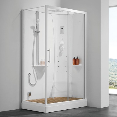 Душевая кабина SSWW B1602 R 120x80 с баней профиль Белый задняя стенка Белая