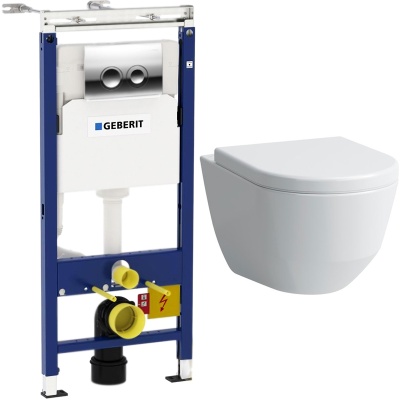 Комплект унитаза Laufen Pro 8.2096.6 с инсталляцией Geberit Duofix Delta UP100 458.122.21.1 с сиденьем Микролифт и клавишей смыва Хром