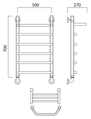 Водяной полотенцесушитель Aquanerzh 04-00A7050 Хром