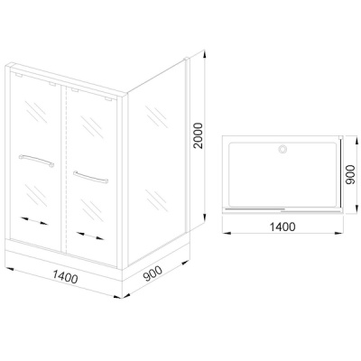 Душевой уголок Royal Bath RB-L-2011-1400-9L 140х90 без поддона профиль Хром стекло прозрачное