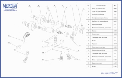 Смеситель для ванны WasserKRAFT Weser 7801 Хром