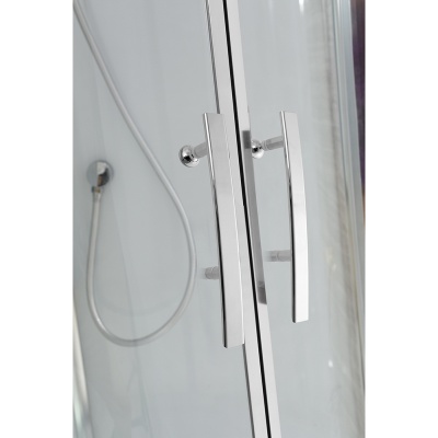 Душевая кабина Black&White Galaxy G5501-100х100 с гидромассажем профиль Серебристый хром задняя стенка Белая