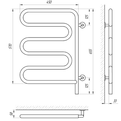 Электрический полотенцесушитель Laris Ш-образный 57х45 73207286 поворотный Хром