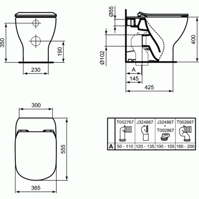 Унитаз Ideal Standard Tesi T007701 приставной без сиденья