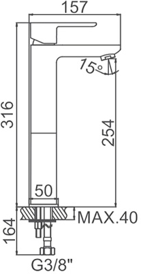 Смеситель для раковины Zerix LR1055-22 ZX0879 Хром