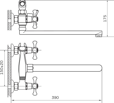 Смеситель для ванны Zerix D5Q 827 ZX0010 универсальный Хром