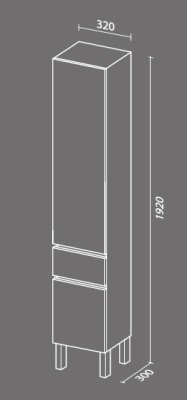 Шкаф пенал SanVit Кубэ-3 32 с фактурой под дерево с бельевой корзиной Венге