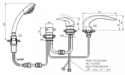 Смеситель на борт ванны Rav Slezak Dunaj D472.5P Хром