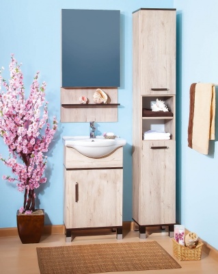 Шкаф пенал Бриклаер Карибы 34 с бельевой корзиной Дуб Кантри Венге