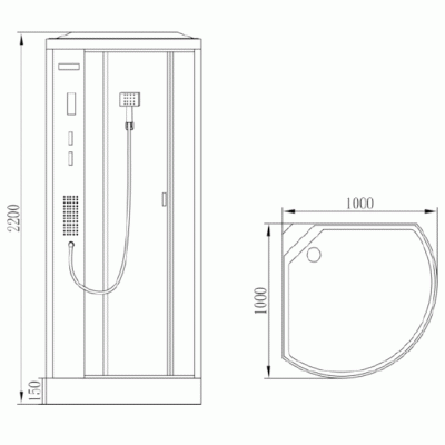 Душевая кабина Orans EW-113 100x100 с гидромассажем профиль Белый задние стенки Белые