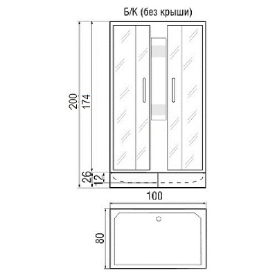Душевая кабина River Quadro 100x80x26 МТ Б/К 10000002985+10000002428 с поддоном