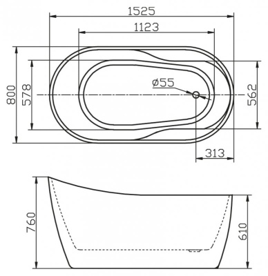 Акриловая ванна BelBagno BB301 153x80 Белая