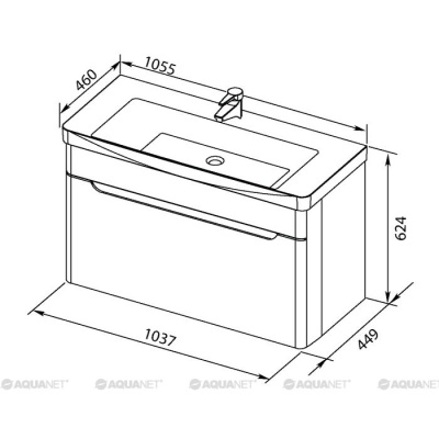 Тумба под раковину Aquanet София 105 199870 подвесная Белый глянец 199870