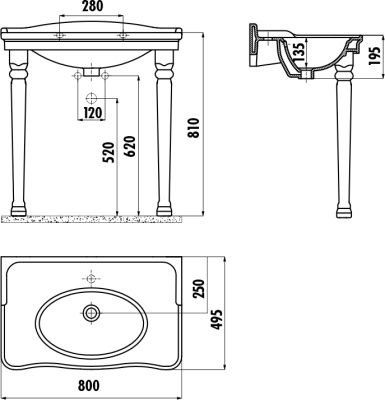 Раковина Creavit Antik 80 AN100-00CB00E-0000 Белая