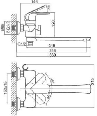 Смеситель для ванны D&K Venice Gondola DA1023318 универсальный Черная бронза