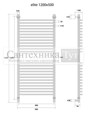 Полотенцесушитель Energy Elite 1200x500 Хром