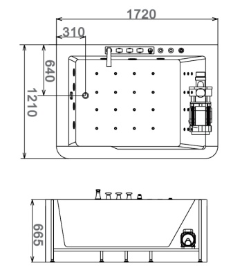 Акриловая ванна Gemy G9226 K 172х121 с гидромассажем