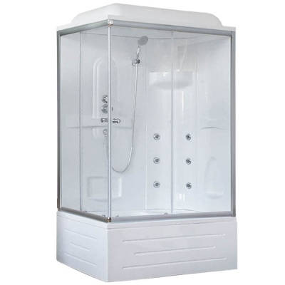 Душевая кабина Royal Bath BP 100х80 RB8100BP2-T-R с гидромассажем стекло прозрачное задняя стенка Белая